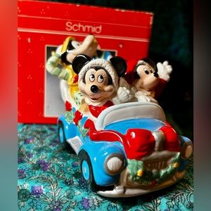 Vintage Schmid Disney Minnie Mickey Christmas Car